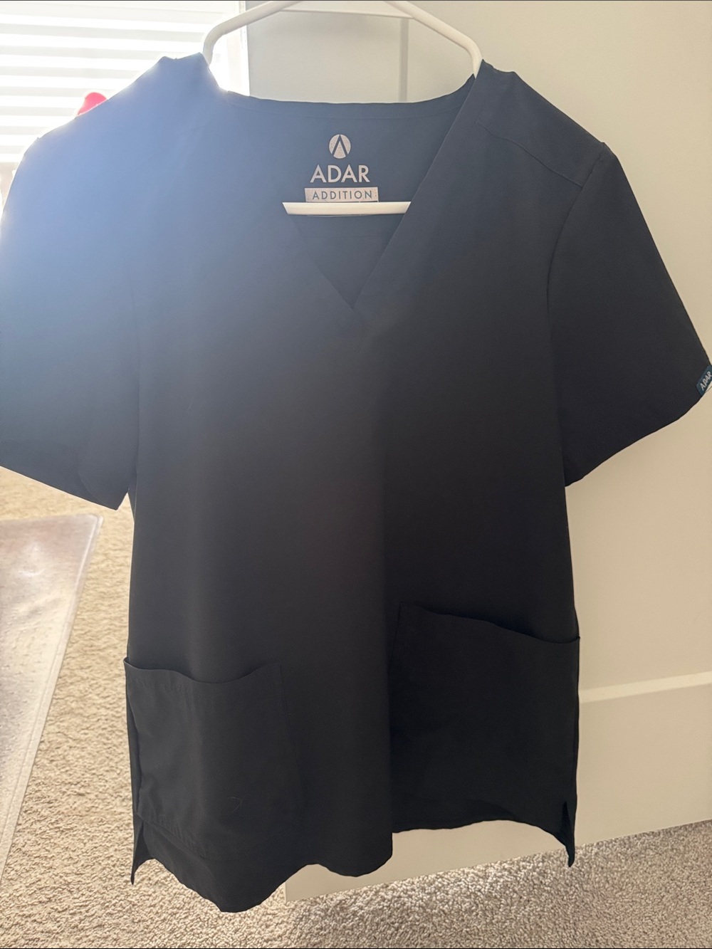 ADAR Addition Women’s Black V-Neck Short Sleeve Scrub Top